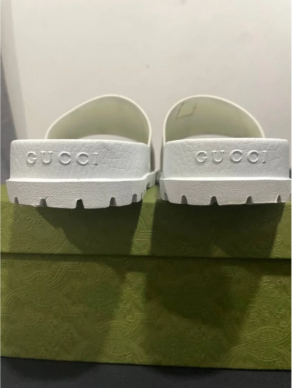 Genuine Gucci Web White Rubber Mens Sandal Flip Flops US Size 11G